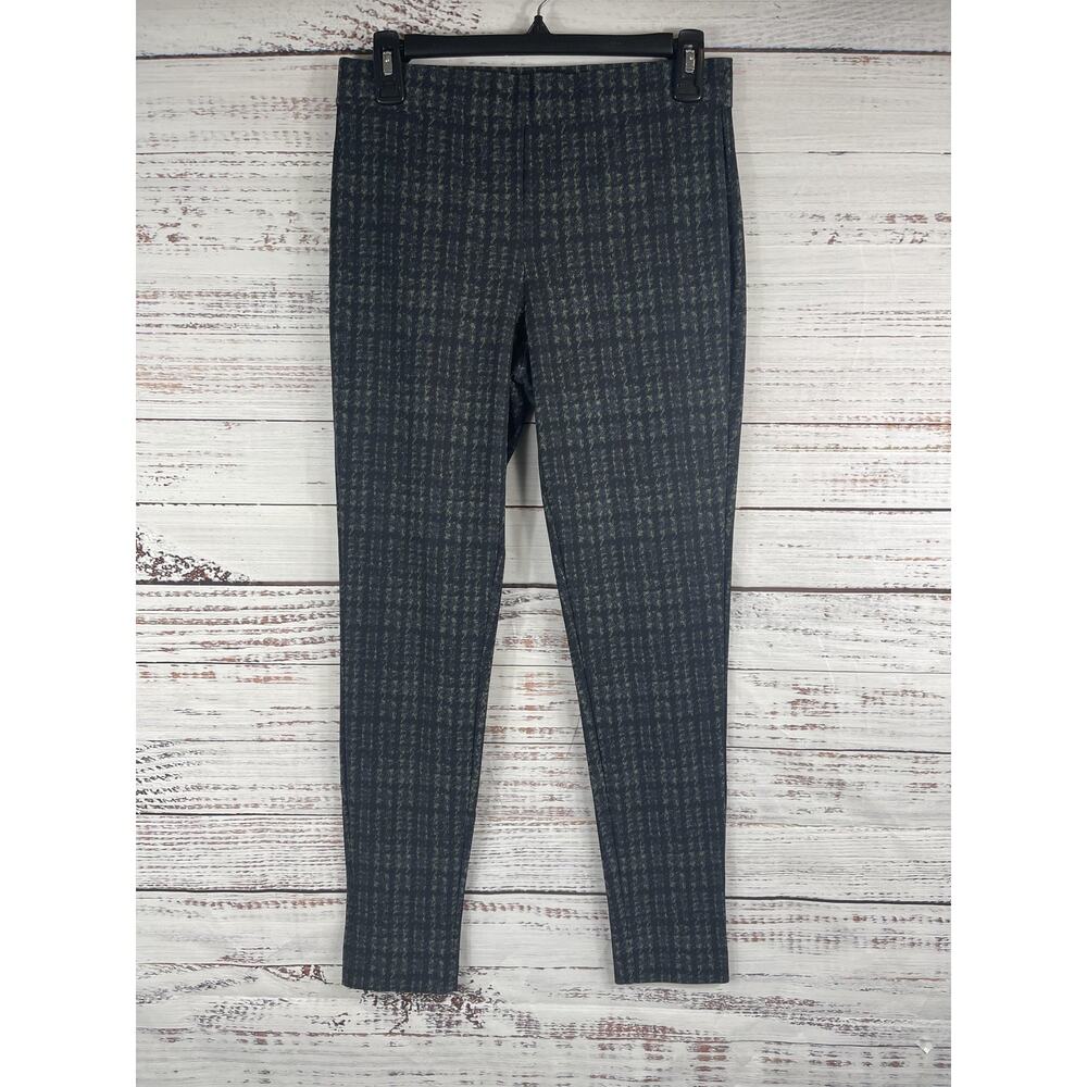 Theory Pants Women's Medium Black Green Adele K Plaid Stir Slim Stretch USA